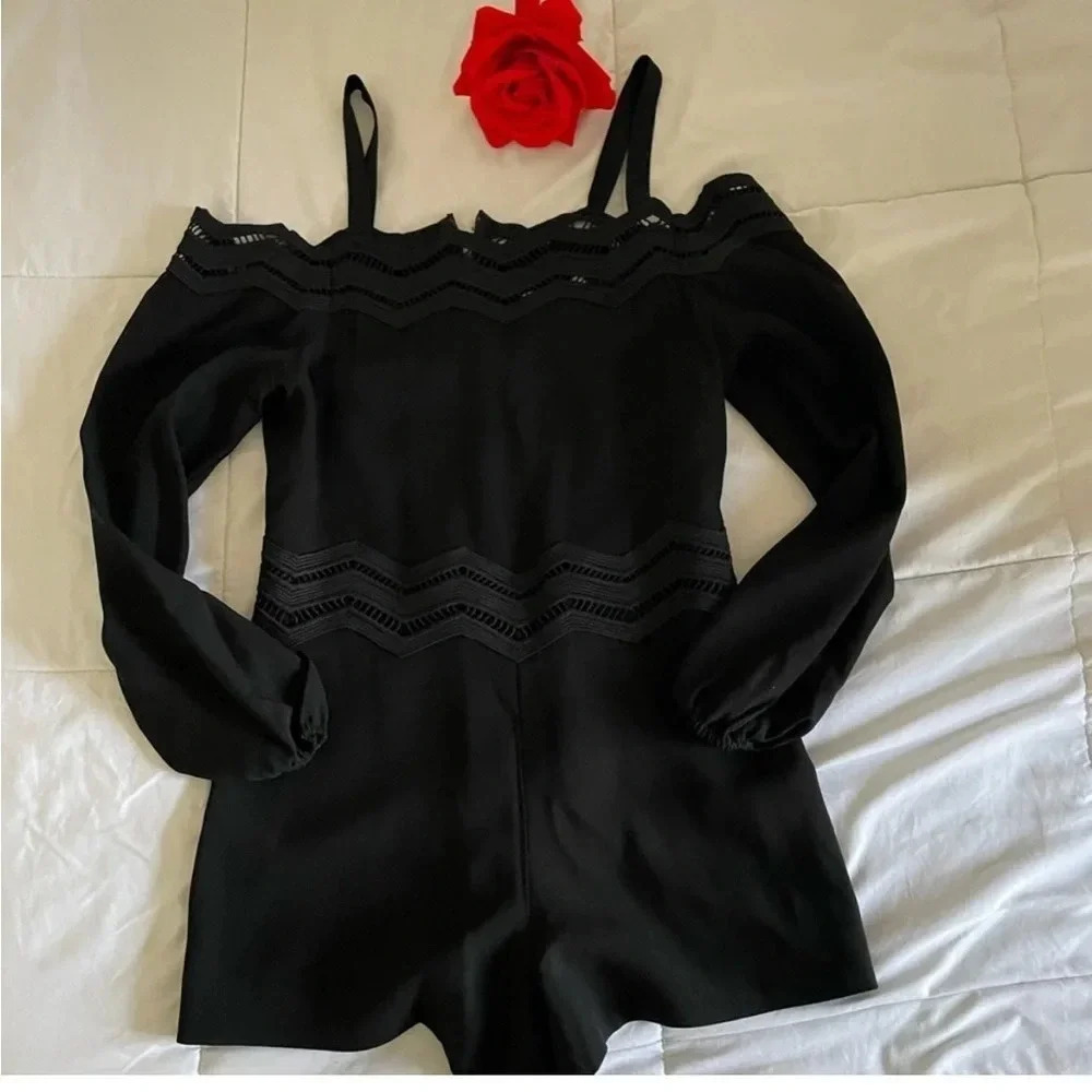 Ramy Brooke black lace romper